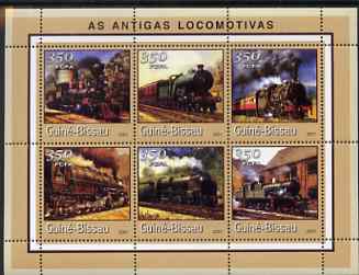 Guinea - Bissau 2001 Locomotives - Steam #1 perf sheetlet containing 6 values (350 FCFA) unmounted mint Mi 1719-24