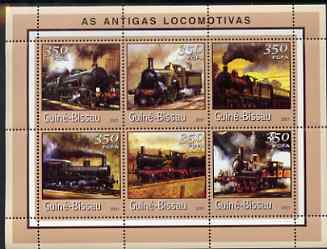 Guinea - Bissau 2001 Locomotives - Steam #2 perf sheetlet containing 6 values (350 FCFA) unmounted mint Mi 1725-30