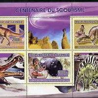 Guinea - Conakry 2006 Centenary of Scouting perf sheetlet #01 containing 3 values (Dinosaurs & Minerals) unmounted mint Yv 2703-05