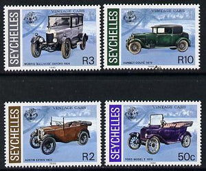 Seychelles 1985 Vintage Cars set of 4 unmounted mint, SG 628-31 (blocks or gutter pairs pro-rata)