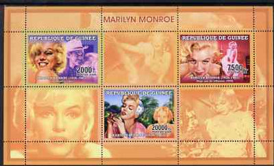 Guinea - Conakry 2006 Marilyn Monroe perf sheetlet #2 containing 3 values unmounted mint Yv 2724-26