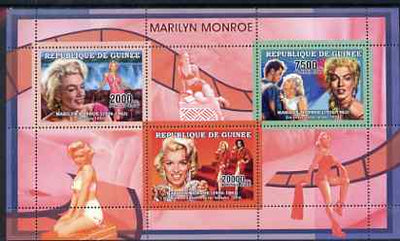 Guinea - Conakry 2006 Marilyn Monroe perf sheetlet #3 containing 3 values unmounted mint Yv 2730-32