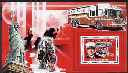 Guinea - Conakry 2006 Fire Trucks & Fire Fighters perf s/sheet #2 containing 1 value (Chief Ganci) unmounted mint Yv 374