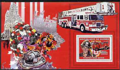Guinea - Conakry 2006 Fire Trucks & Fire Fighters perf s/sheet #3 containing 1 value (Mike Kehoe) unmounted mint Yv 375