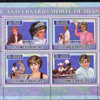 St Thomas & Prince Islands 2007 Tenth Death Anniversary of Princess Diana perf sheetlet containing 4 values unmounted mint