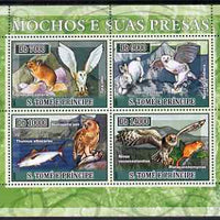 St Thomas & Prince Islands 2007 Owls & Their Prey perf sheetlet containing 4 values unmounted mint