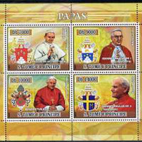 St Thomas & Prince Islands 2007 Popes perf sheetlet containing 4 values unmounted mint