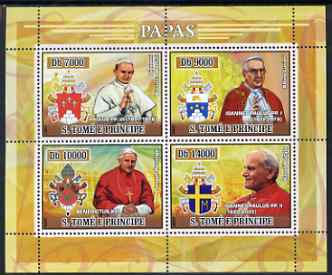 St Thomas & Prince Islands 2007 Popes perf sheetlet containing 4 values unmounted mint