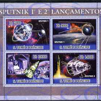 St Thomas & Prince Islands 2007 Space - Sputnk 1 & 2 perf sheetlet containing 4 values unmounted mint