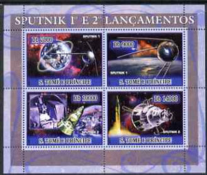 St Thomas & Prince Islands 2007 Space - Sputnk 1 & 2 perf sheetlet containing 4 values unmounted mint