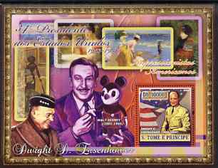 St Thomas & Prince Islands 2007 US Presidents #34 Dwight D Eisenhower perf s/sheet containing 1 value unmounted mint