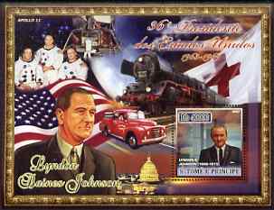 St Thomas & Prince Islands 2007 US Presidents #36 Lyndon B Johnson perf s/sheet containing 1 value unmounted mint