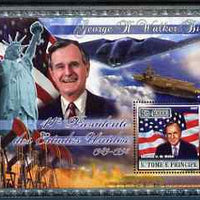 St Thomas & Prince Islands 2007 US Presidents #41 George W Bush perf s/sheet containing 1 value unmounted mint