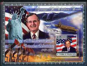 St Thomas & Prince Islands 2007 US Presidents #41 George W Bush perf s/sheet containing 1 value unmounted mint