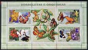 Guinea - Bissau 2007 Butterflies & Orchids perf sheetlet containing 4 values & 2 labels unmounted mint