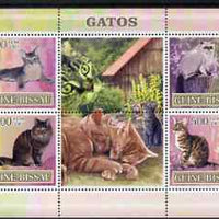 Guinea - Bissau 2007 Domestic Cats perf sheetlet containing 4 values & 2 labels unmounted mint