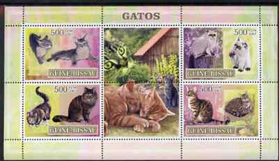 Guinea - Bissau 2007 Domestic Cats perf sheetlet containing 4 values & 2 labels unmounted mint