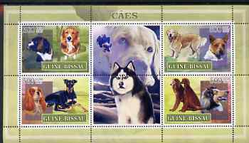 Guinea - Bissau 2007 Dogs perf sheetlet containing 4 values & 2 labels unmounted mint