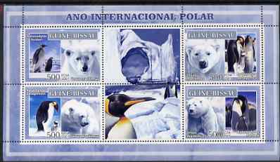 Guinea - Bissau 2007 International Polar Year - Penguins & Bears perf sheetlet containing 4 values & 2 labels unmounted mint