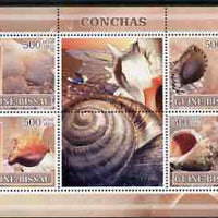 Guinea - Bissau 2007 Shells perf sheetlet containing 4 values & 2 labels unmounted mint