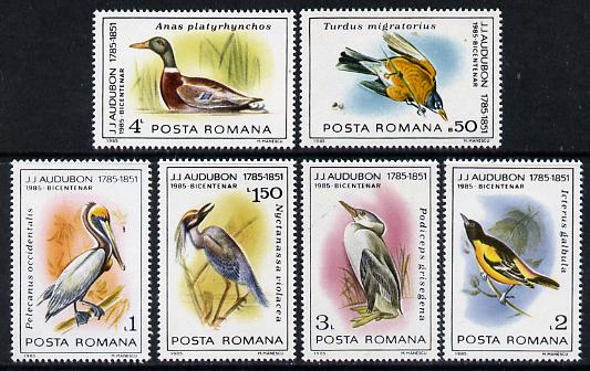 Rumania 1985 John Audubon Birds set of 6 unmounted mint, SG 4936-41, Mi 4149-54*