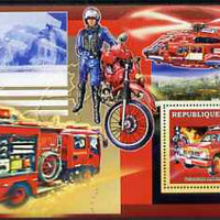 Guinea - Conakry 2006 Japanese Fire Engines large perf s/sheet containing 1 value (with Helicopter & Motorcycle) unmounted mint