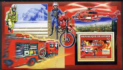 Guinea - Conakry 2006 Japanese Fire Engines large perf s/sheet containing 1 value (with Helicopter & Motorcycle) unmounted mint