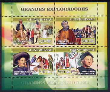 Guinea - Bissau 2007 Explorers #2 perf sheetlet containing 4 values (Livingstone,Magellan, Henry the Navigator & Columbus) unmounted mint, Yv 2306-09