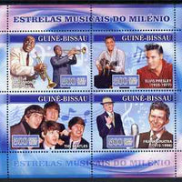 Guinea - Bissau 2007 Music Stars perf sheetlet containing 4 values (L Armstrong, Elvis, Beatles & Sinatra) unmounted mint, Yv 2318-21