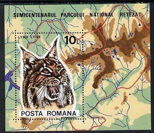 Rumania 1985 Retezat National Park m/sheet (Lynx with Map) unmounted mint Mi BL 218