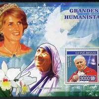 Guinea - Bissau 2007 Humanitarians perf s/sheet containing 1 value (Pope, Mother Teresa & Diana) unmounted mint, Yv 347