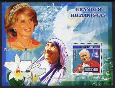 Guinea - Bissau 2007 Humanitarians perf s/sheet containing 1 value (Pope, Mother Teresa & Diana) unmounted mint, Yv 347
