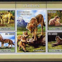 St Thomas & Prince Islands 2007 Wolves perf sheetlet containing 4 values plus label (with Scout logo) unmounted mint