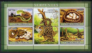 St Thomas & Prince Islands 2007 Snakes perf sheetlet containing 4 values plus label (with Scout logo) unmounted mint