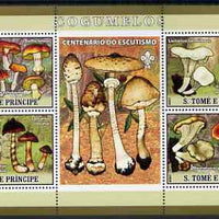St Thomas & Prince Islands 2007 Fungi perf sheetlet containing 4 values plus label (with Scout logo) unmounted mint