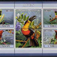 St Thomas & Prince Islands 2007 Birds #1 perf sheetlet containing 4 values plus label (with Scout logo) unmounted mint