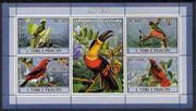 St Thomas & Prince Islands 2007 Birds #1 perf sheetlet containing 4 values plus label (with Scout logo) unmounted mint