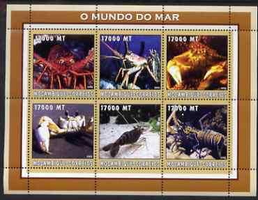 Mozambique 2002 Lobsters perf sheetlet containing 6 values unmounted mint Yv 2216-21