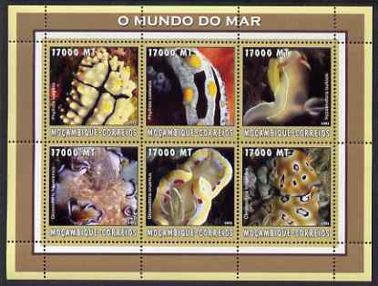 Mozambique 2002 Nudibranches (Sea slugs) perf sheetlet containing 6 values unmounted mint Yv 2192-97