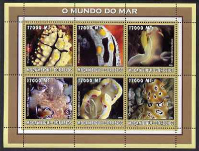 Mozambique 2002 Nudibranches (Sea slugs) perf sheetlet containing 6 values unmounted mint Yv 2192-97