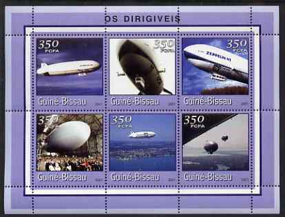 Guinea - Bissau 2001 Zeppelins perf sheetlet containing 6 values (350 FCFA) unmounted mint Mi 1773-78