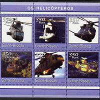 Guinea - Bissau 2001 Helicopters perf sheetlet containing 6 values (350 FCFA) unmounted mint Mi 1767-72