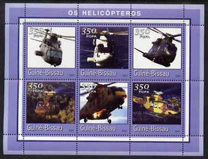 Guinea - Bissau 2001 Helicopters perf sheetlet containing 6 values (350 FCFA) unmounted mint Mi 1767-72