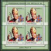 Guinea - Bissau 2001 Pope John Paul II perf sheetlet containing 4 values unmounted mint Mi 1968
