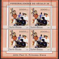 Guinea - Bissau 2001 Pope John Paul & Diana perf sheetlet containing 4 values unmounted mint Mi 1969