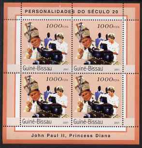 Guinea - Bissau 2001 Pope John Paul & Diana perf sheetlet containing 4 values unmounted mint Mi 1969