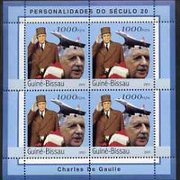 Guinea - Bissau 2001 Charles de Gaulle perf sheetlet containing 4 values unmounted mint Mi 1965