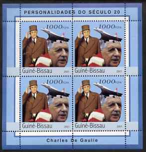 Guinea - Bissau 2001 Charles de Gaulle perf sheetlet containing 4 values unmounted mint Mi 1965