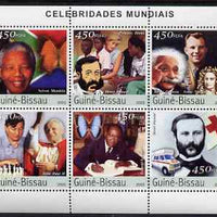 Guinea - Bissau 2003 Celebrites #2 perf sheetlet containing 6 values (Mandela, Dunant, Diana, Einstein, Gagarin, Newton, Karpov, Pope & Senghor) unmounted mint Mi 2421-26