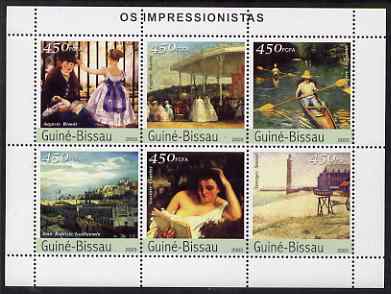 Guinea - Bissau 2003 Impressionist Paintings #1 perf sheetlet containing 6 values unmounted mint Mi 2315-20